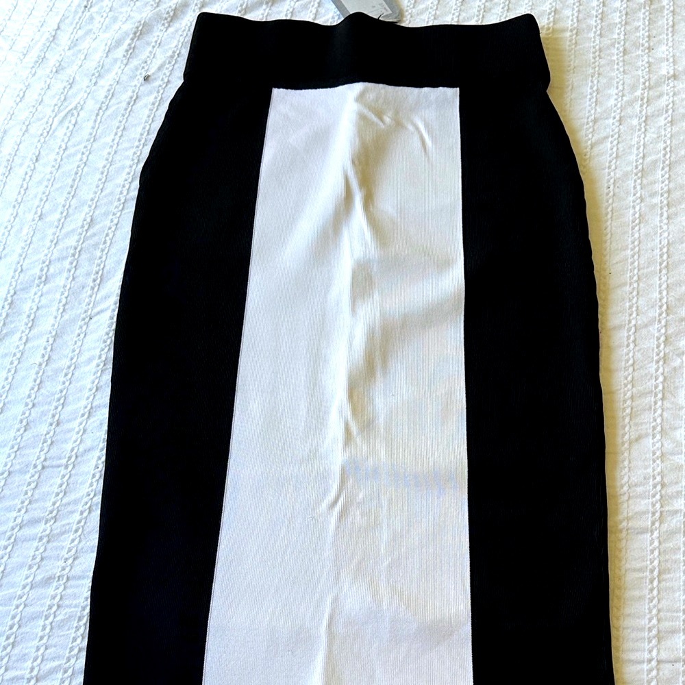 Balmain Black and White Midi Skirt